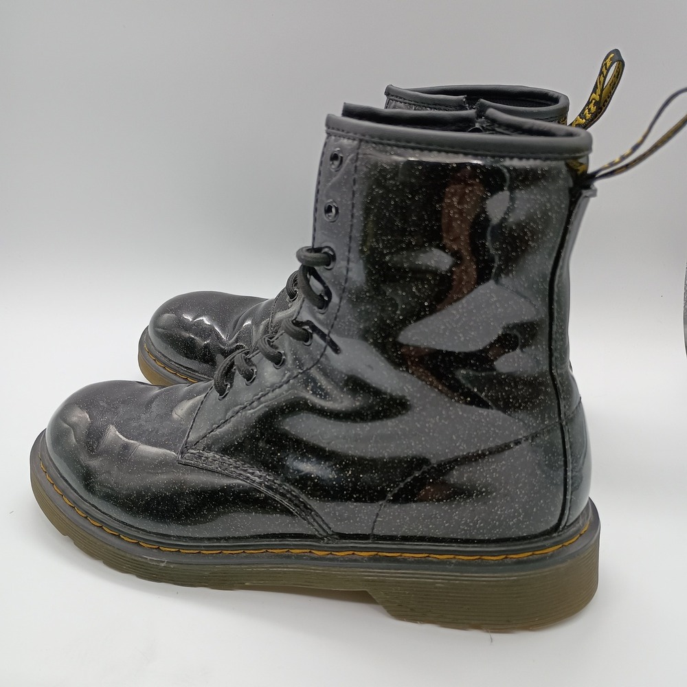 Dr. Martens 1460 Glitter Black Patent Leather Lace Up Zip Boots Womens 7 - Picture 3 of 9